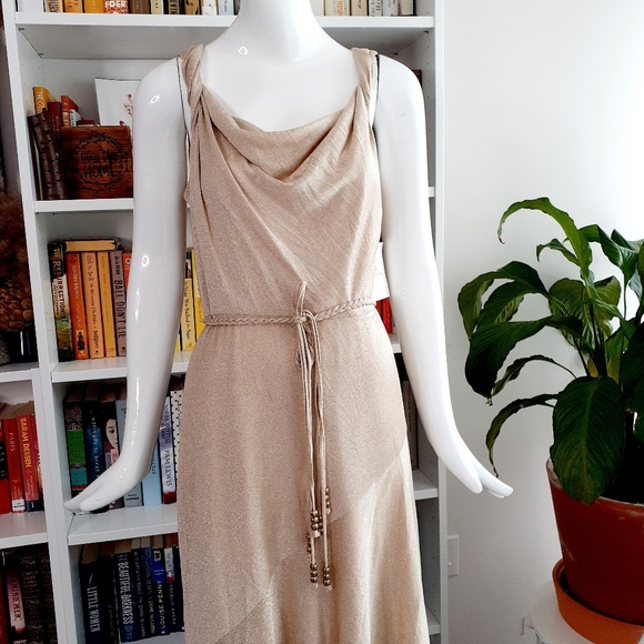NWT Liz Claiborne Gold Shimmer Asymmetric Dress P6474 - Picture 4 of 9